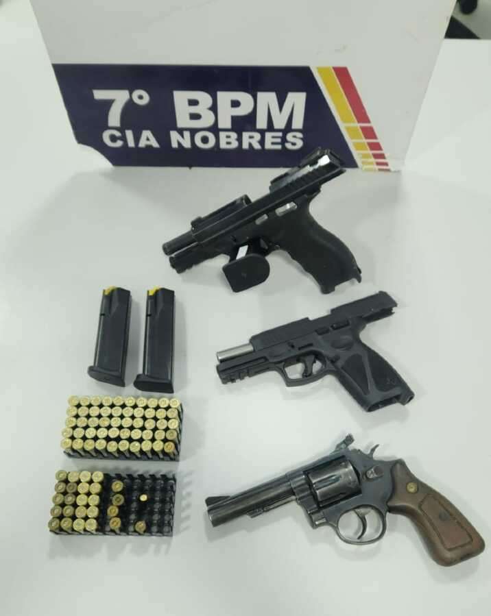 Polícia Militar prende homem em flagrante com três armas de fogo em Nobres | FTN Brasil