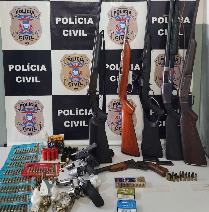 Polícia Civil apreende nove armas de fogo e munições durante investigação sobre duplo homicídio no MT | FTN Brasil